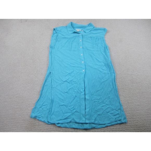Westbound Womens Dress Large Blue Button Up Collared Stretch Sleeveless Casual - Picture 1 of 7